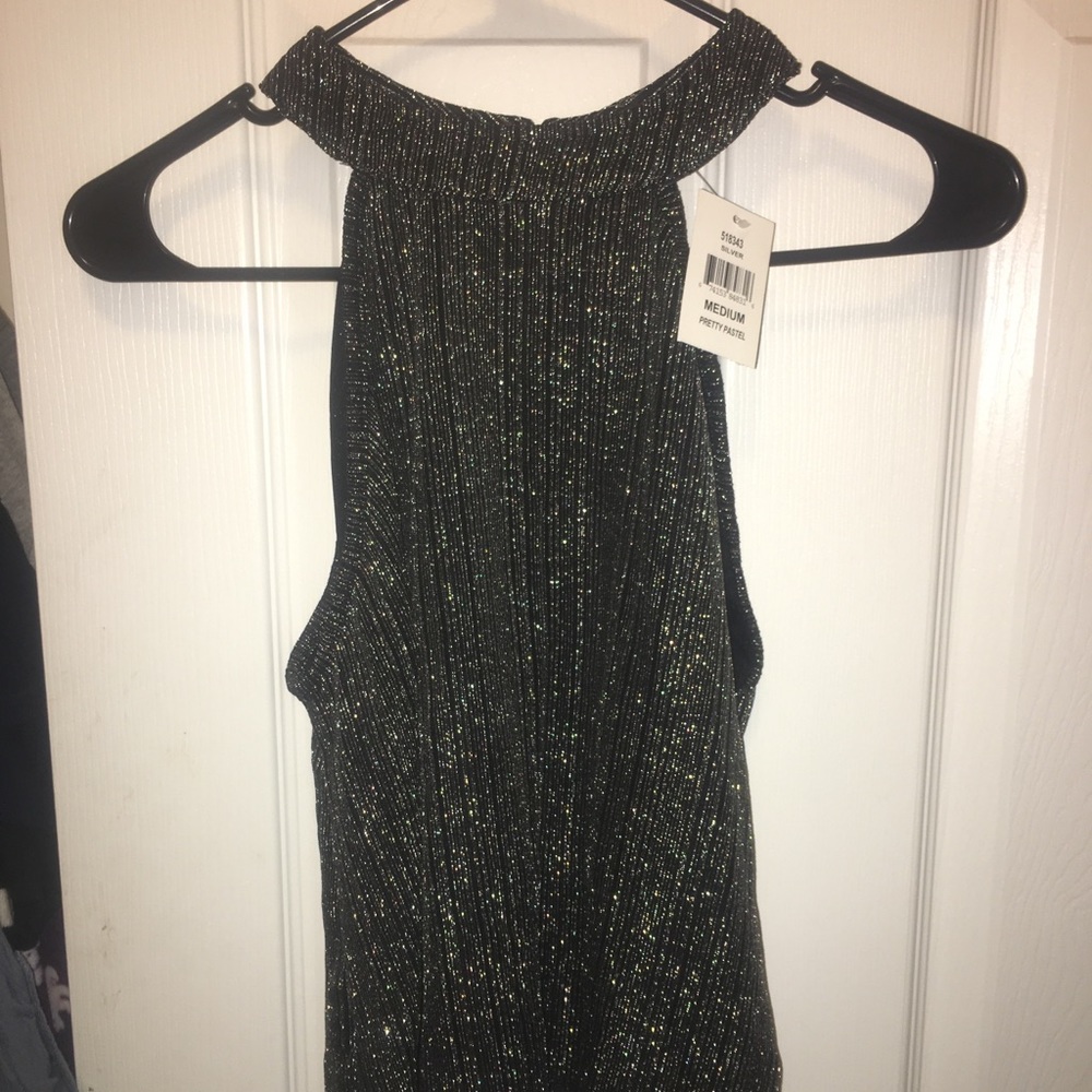 sparkly silver halter top- never worn